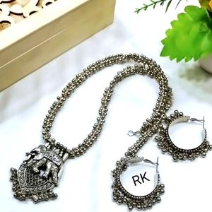 Necklace with earrings oxidised jewellery